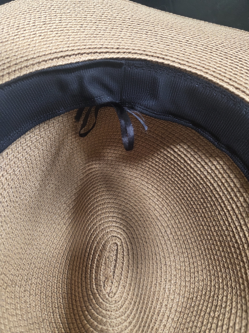 Wide Brim Straw Fedora Hat with Snake-Print Band - Tan - Picture 4 of 4